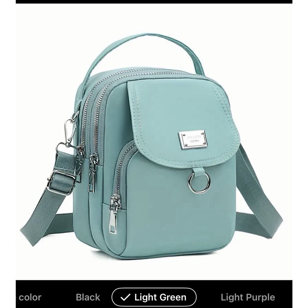 Small Crossbody Purse In Mint Green Faux Leather with Adjustable Strap NWT